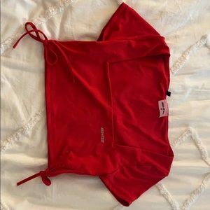 Bo + Tee Red Slinky Crop Top